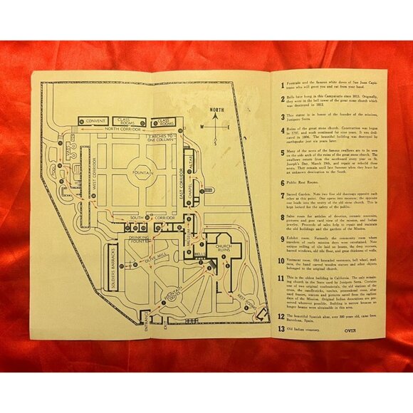 Old Mission San Juan Capistrano Map & Guide 1940s SoCal Vintage Travel Brochure - Picture 4 of 8